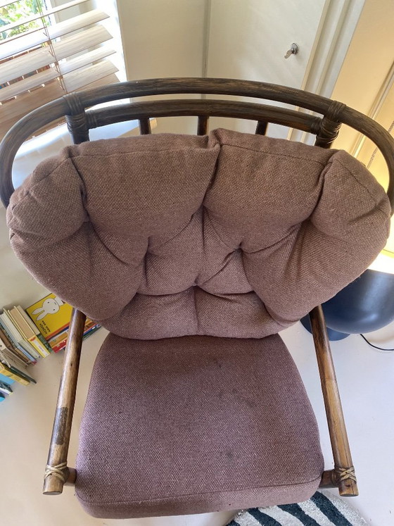 Vintage Rotan Oorfauteuil – Vermoedelijk Rohé – Rohé Noordwolde, Rattan, Textile (photo 8 of 11)