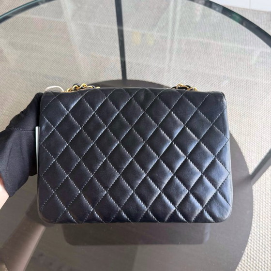Image 1 of Chanel Medium Flap Vintage - Quilted Lambskin Black Gold Hardware Series 1