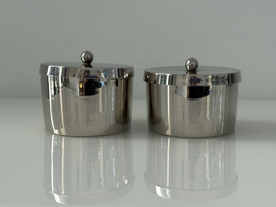 Image 1 of Ensemble de deux boîtes rondes en acier inoxydable