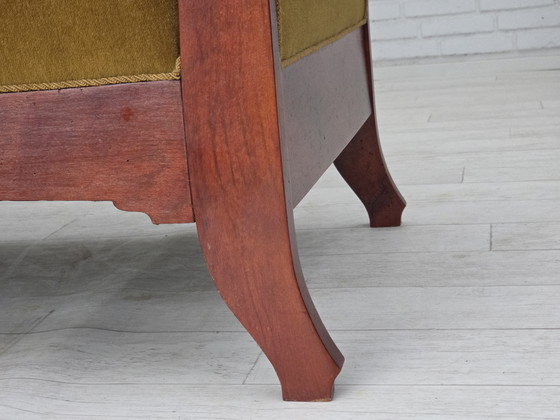 Image 1 of Sofá danés de dos plazas de los años 50 en estilo Biedermeier, tapizado en terciopelo.