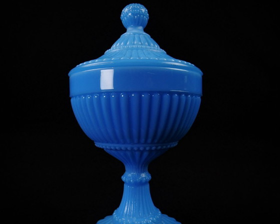 Image 1 of Bonbonniere aus blauem Messeopalin von Portieux Vallerysthal Art Deco