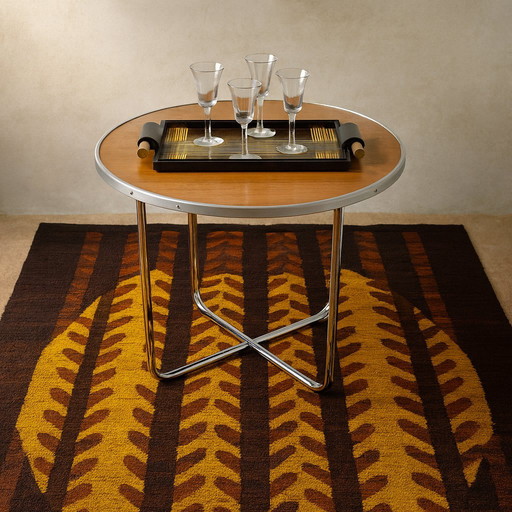 Mesa de centro vintage - My Home Bas van Pelt (cromo y madera), mesa de centro de mediados de siglo (ca. 1930)