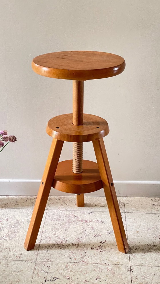 Image 1 of TABOURET with Screws Solid Beech VINTAGE