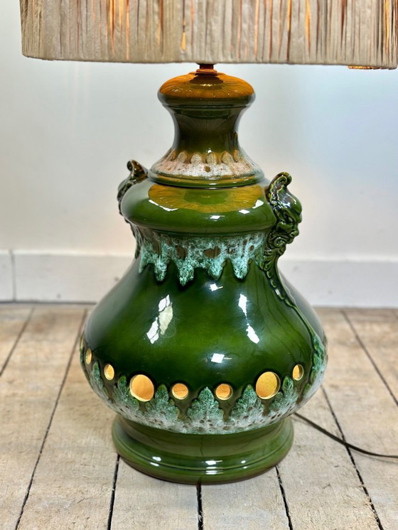 Image 1 of Vintage 1960 groene keramische lamp