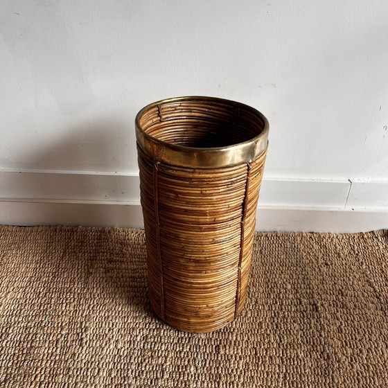 Image 1 of Rotan messing Portaombrelli cestino Vaso Gabriella Crespi Style