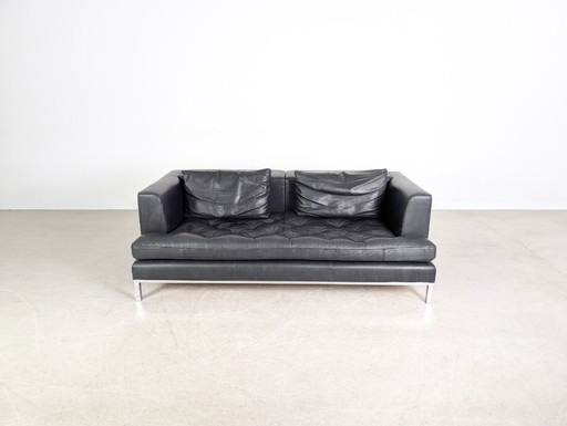 Divano originale de Sede DS-0040 in pelle, due posti, nero