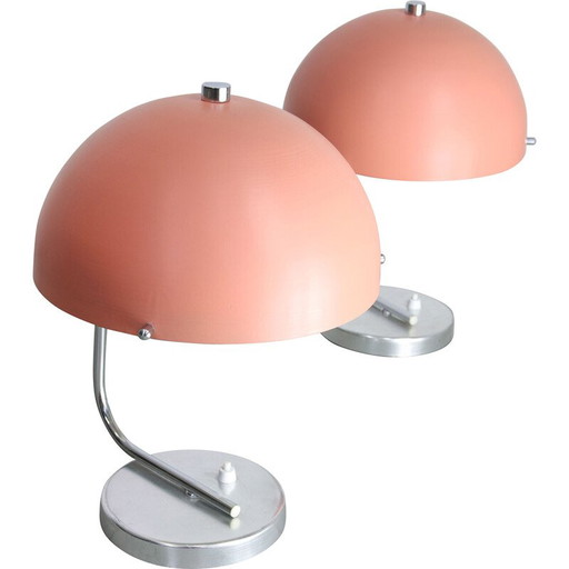 Mid-century pink sphere table lamp