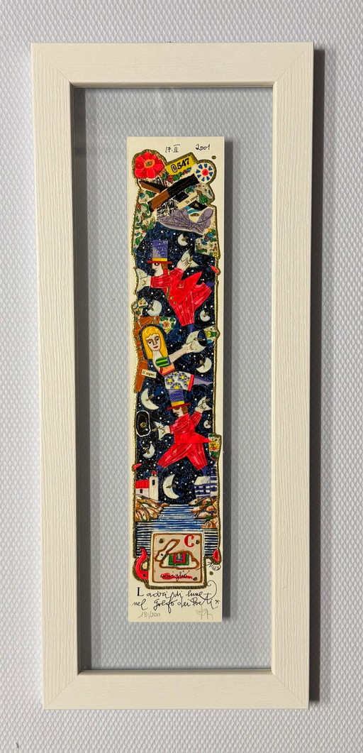 Francesco Musante Screen Print 10x50 cm, Moon Thieves, Framed