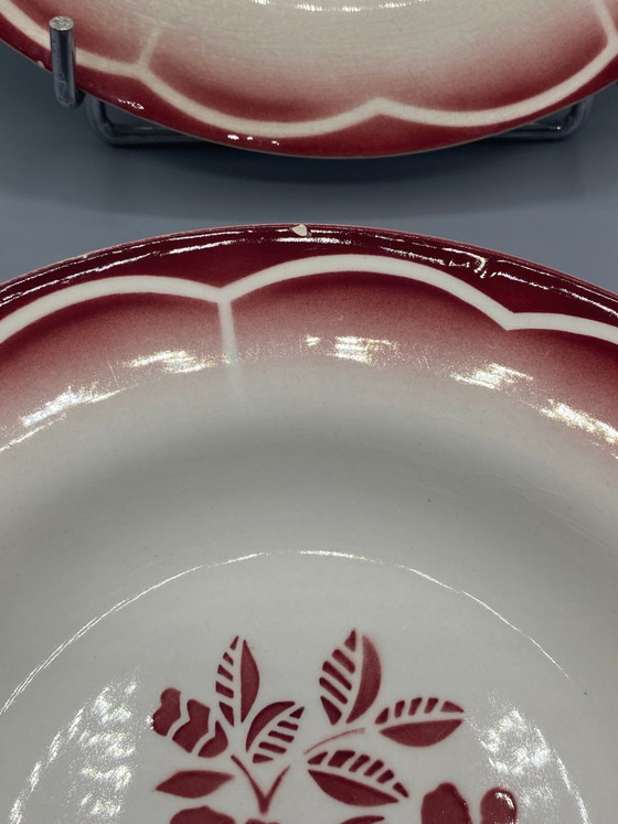2 assiettes creuses Sarreguemines, motif Varsac – Bordeaux Vieux Rose – Art Déco, vers 1930 – Vaisselle (photo 4 of 6)