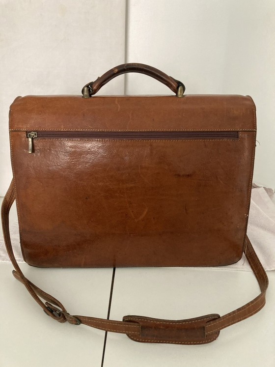 Image 1 of Vintage leren aktetas, gemaakt in Frankrijk.