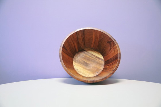 Vintage large wooden bowl, Brown, Scandinavian (photo 2 of 5)