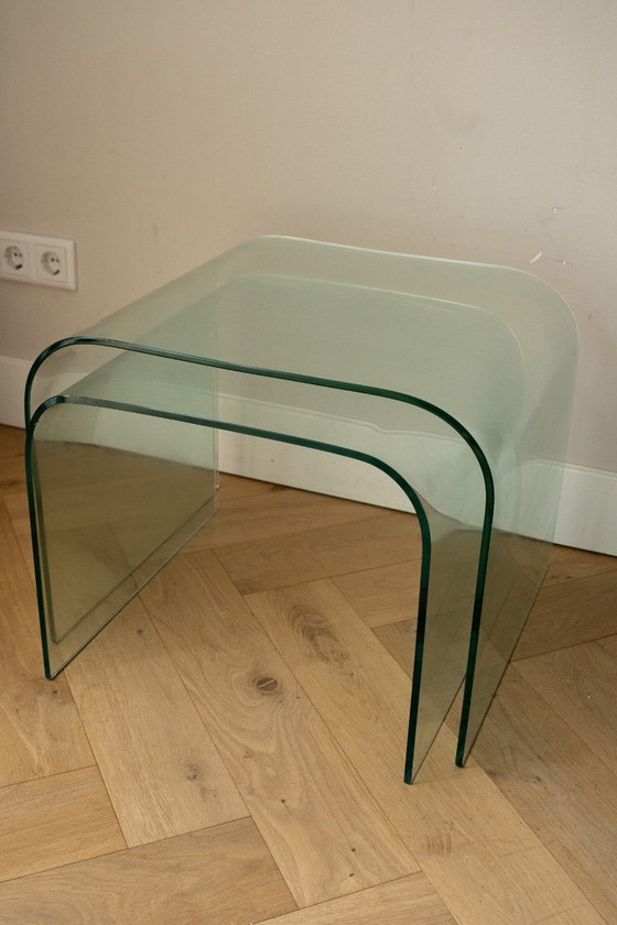 Ensemble de 2 tables basses vintage en verre effet cascade – Tables d'appoint, Glass (photo 8 of 11)
