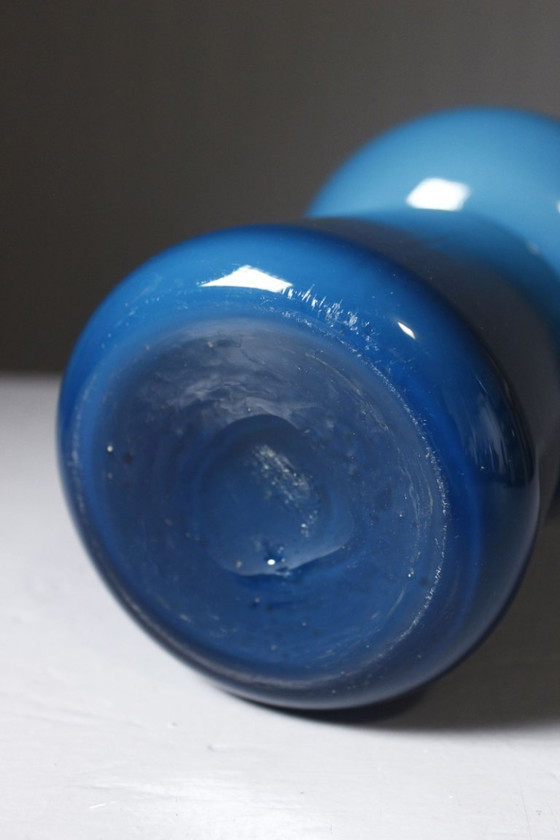 Vintage blue multi-layered opaline vase, Scandinavian design, 1970s style, Per Lütken – Glass (photo 9 of 9)