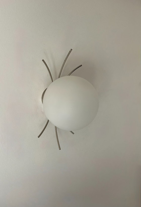 Image 1 of Coppia di applique vintage, cromate e opaline, Francia, 1970