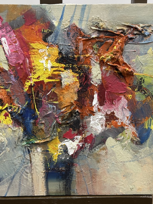 Óleo sobre lienzo de Vincenzo Di Giorgio, composición abstracta de 50x70 cm.