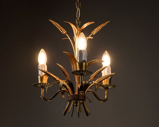 Image 1 of Lustre original Hans Kögl style épi de blé – Suspension style Hollywood Regency, années 1970
