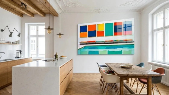 Image 1 of Bauhaus Pool – Hommage an Mark Rothko | Minimalistische XXL-Acrylglas-Kunst 170x100 cm