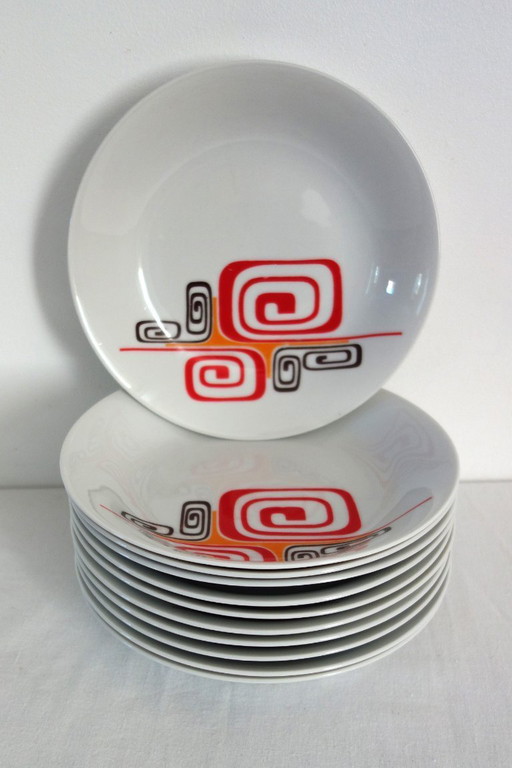 11 assiettes creuses Winterling Marktleuthen Bavaria 70's