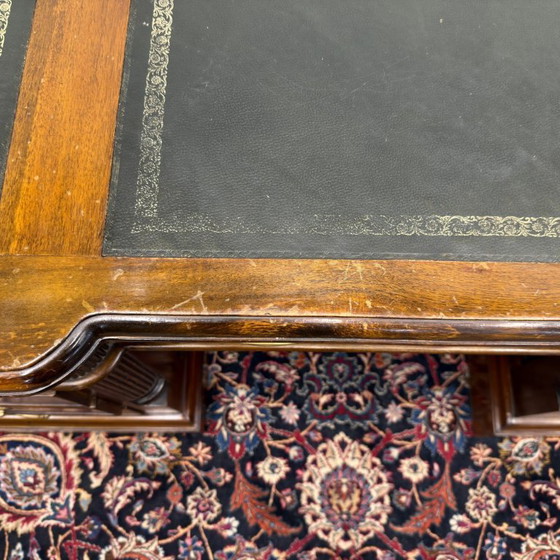 Classic English Chesterfield Desk with Modesty Panel – Leather, Wood (photo 20 of 21)
