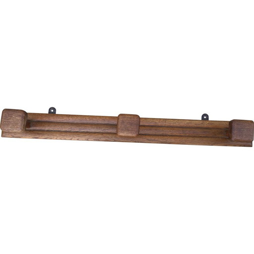 Vintage Garderobe aus massiver Eiche mit 3 Haken