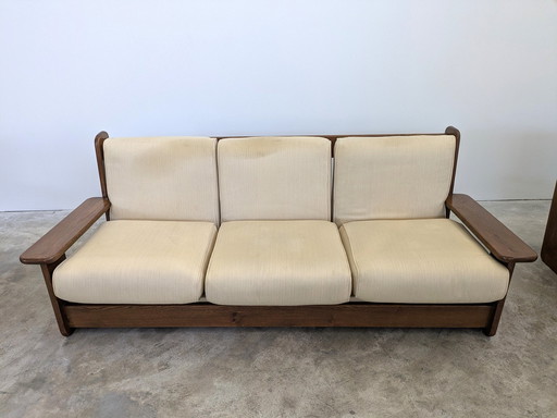 Sofa - Holz, Stoff - Wohnzimmerset - 3-Sitzer Sofa & 2 Sessel