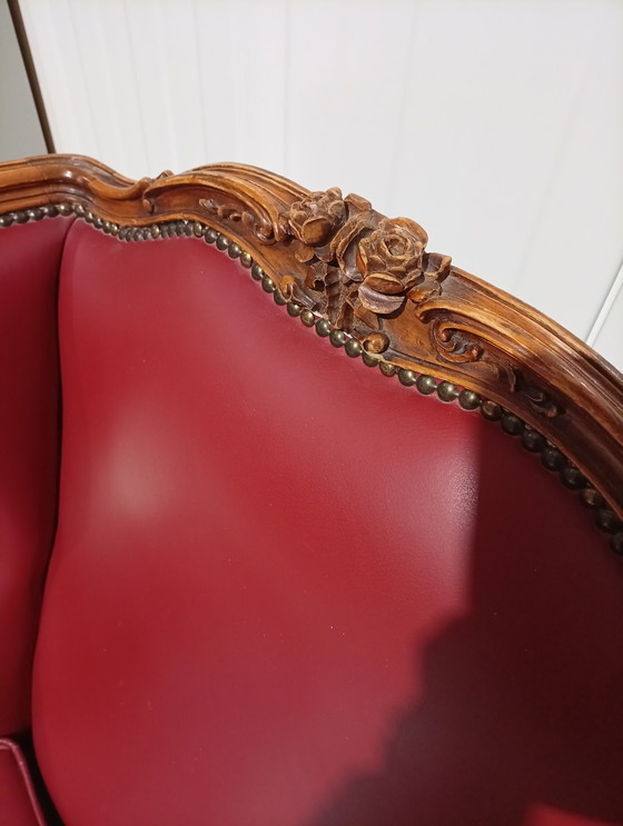 Image 1 of Vintage Fauteuil, Rood Leer