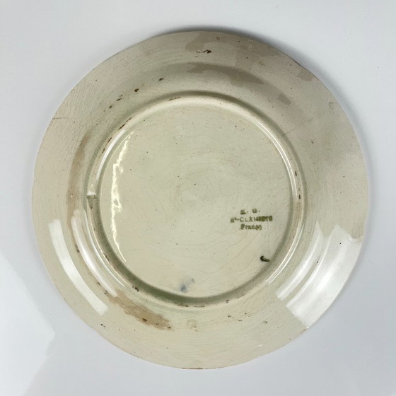Image 1 of Set aus 4 KG St. Clément Barbotine Obsttellern (Kirsche, Mirabelle, Traube, Birne), Ende des 19. bis Anfang des 20. Jahrhunderts