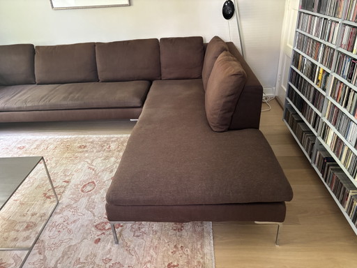Sofá de 3 plazas con chaise longue Charles de B&B Italia, tapizado en tela marrón Limite. – banken, Textile (photo 2 of 15)