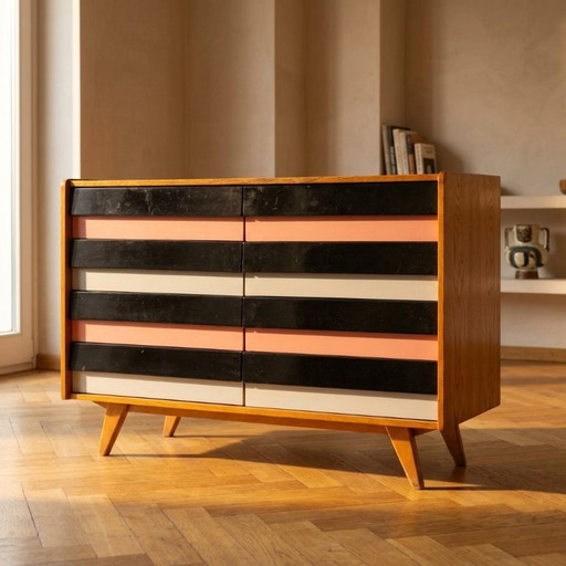 Commode vintage tchèque U-453 par Jiří Jiroutek pour Interiér Praha, 1960, 110 × 45 × 76 cm – ladekasten, Wood (photo 2 of 8)