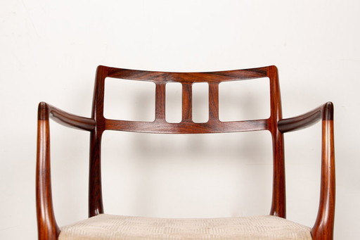 Fauteuil Danois en Palissandre et tissu, modèle 64 par Niels Otto Moller pour Moller’s Mobelfabrik 1960.