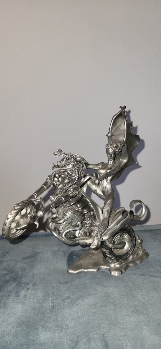 Image 1 of Passion Burns Julie Bell Franklin Mint Tin motocicletta in peltro