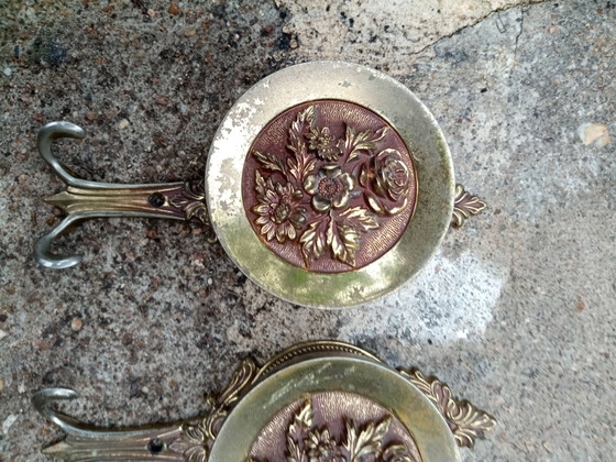 2 grandes patères en laiton Italie vintage, Portemanteaux, Doré (photo 6 sur 9)