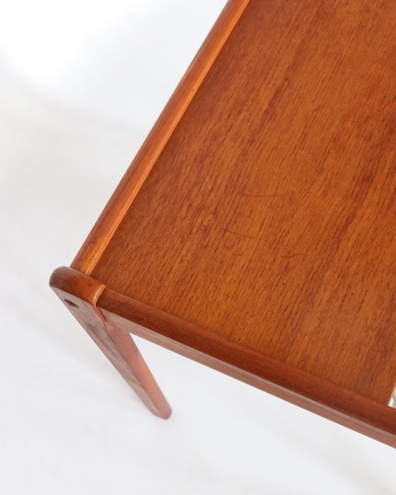 Image 1 of Vintage Danish side table teak magazine rack reading tray