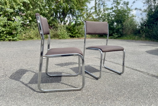 Set van twee Space Age chromen stoelen vintage jaren 70
