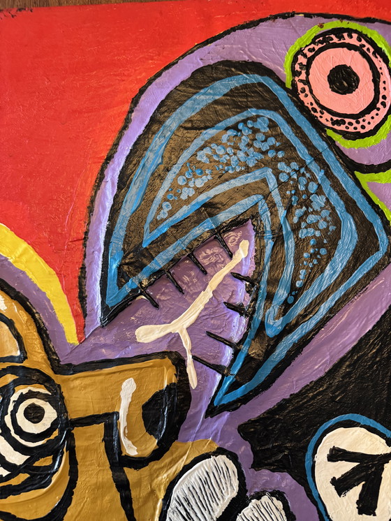 Image 1 of Harold Scheffer “ Red Reggae 1 “   70x70 cm. 