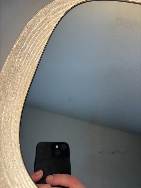 Image 1 of Specchio vintage Hillebrand illuminato in vetro ghiaccio anni '60, stile spaziale