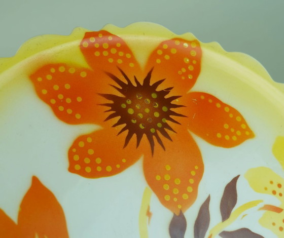 Image 1 of 1930s CAKE PLATTER by theodor paetsch floral spray-painted decoration spritzdekor art deco ceramics