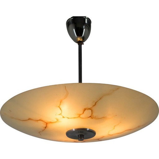 Vintage hanglamp van glas en gepolijst metaal voor Napako, 1960