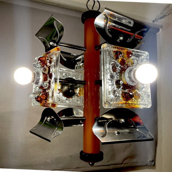 Image 1 of Lampadario moderno in vetro di Murano a 4 luci, stile Mid-Century Modern, Sputnik, anni '70