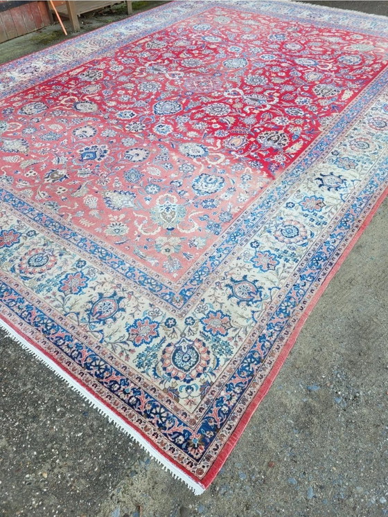 Image 1 of Alfombra Kashan Oriental XXL auténtica de 458x321 cm con parte superior anudada a mano.