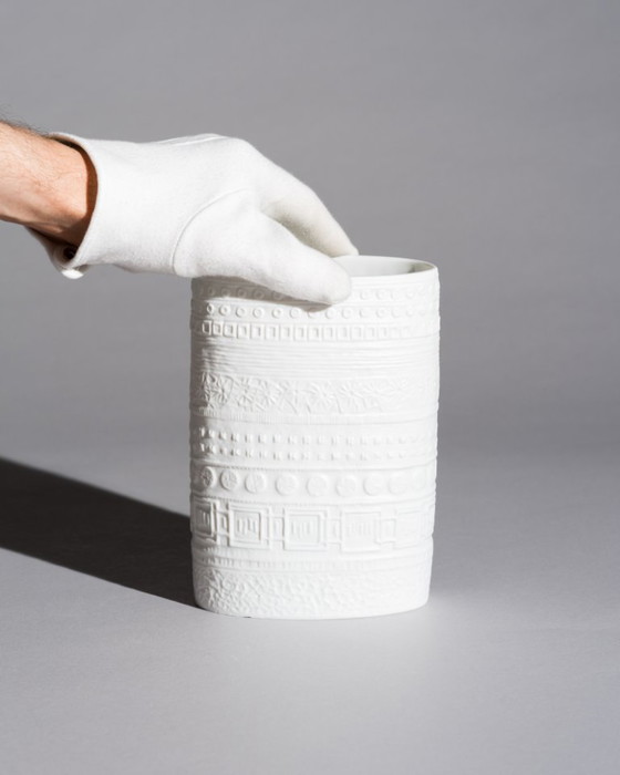 Image 1 of Martin Freyer Rosenthal Studio-Linie Bisque Porcelain Relief Brutalist Vase Duo