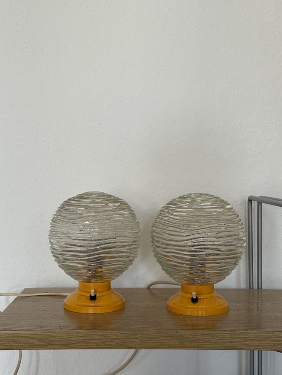 Image 1 of 2x vintage bedside lamps Space Age 70s retro