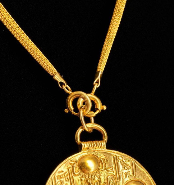 Image 1 of Vintage MMA Egyptian Revival Necklace – 12K Gold Filled – Metropolitan Museum of Art