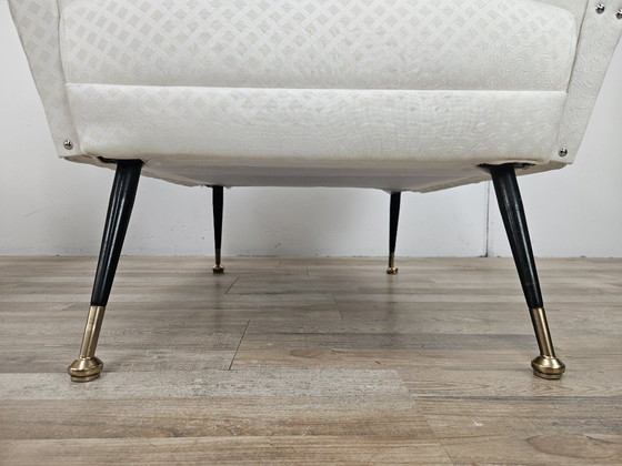 Image 1 of Sillones italianos de los años 50 en tela color crema con patas de hierro