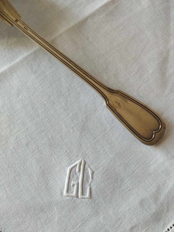 Image 1 of Christofle - Large silver-plated metal sprinkling spoon, filet pattern.