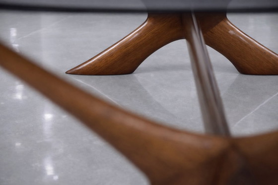 Image 1 of Vintage Mid-Century Scandinavian Modern Glass & Walnut Condor Coffee Table by Fredrik Schriever-Abeln for Örebro Glass, 1960s