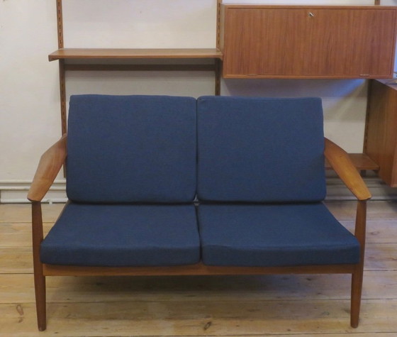 Image 1 of Arne Vodder für France und Sohn FD 164 2-Sitzer Teak Sofa, Dänemark 1960er Jahre