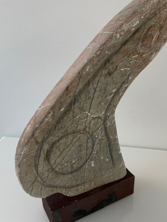 Image 1 of Scultura brutalista in pietra su acciaio Corten