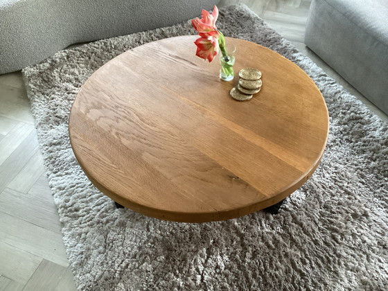 Image 1 of Eiken salontafel driepoot 1970 design brutalista 
