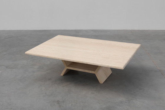 Image 1 of Café rectangular geométrico escultural de travertino, Italia Años 60